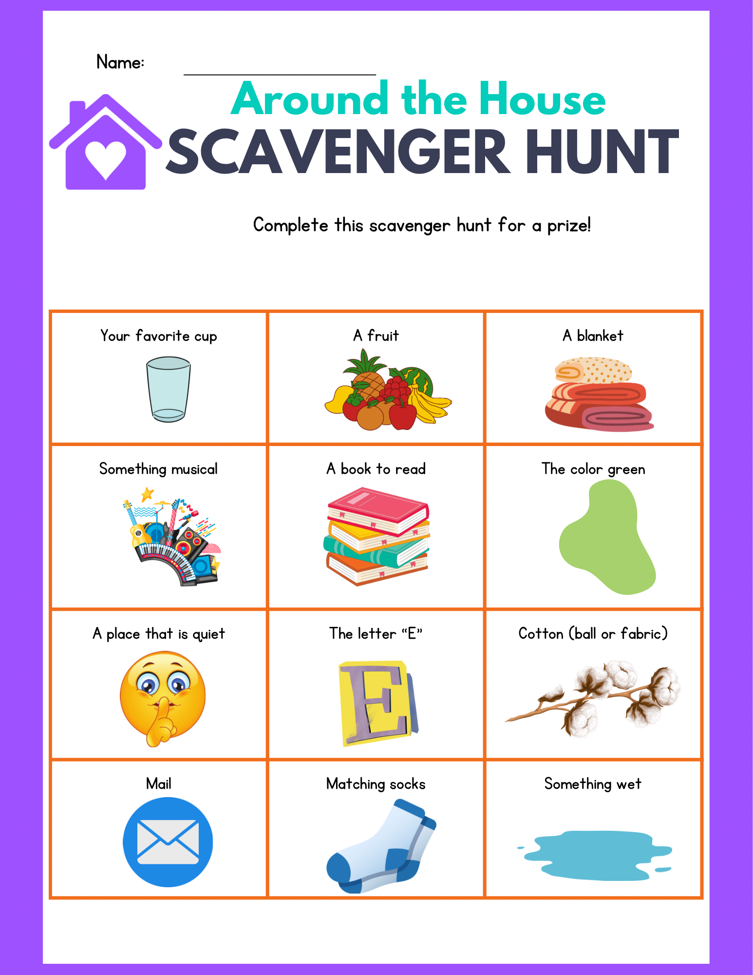 Printable At-Home SCAVENGER HUNT – Rhythm and Muse